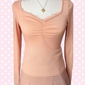 Romwe Women's Pink/Peach Long Sleeve Shirt